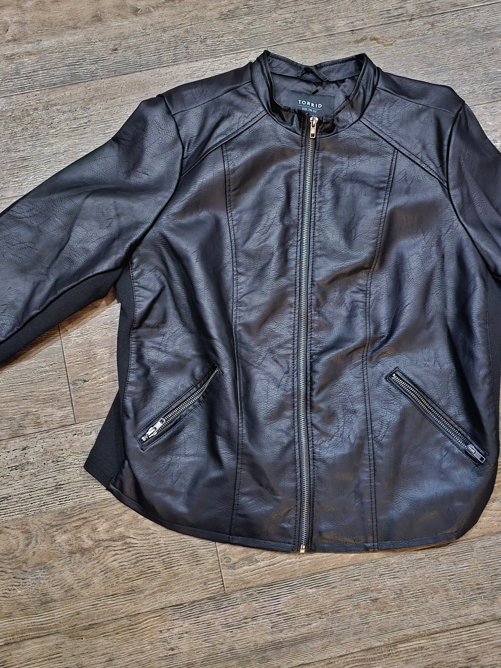 torrid Black Faux Leather Moto Jacket with Zip Pockets